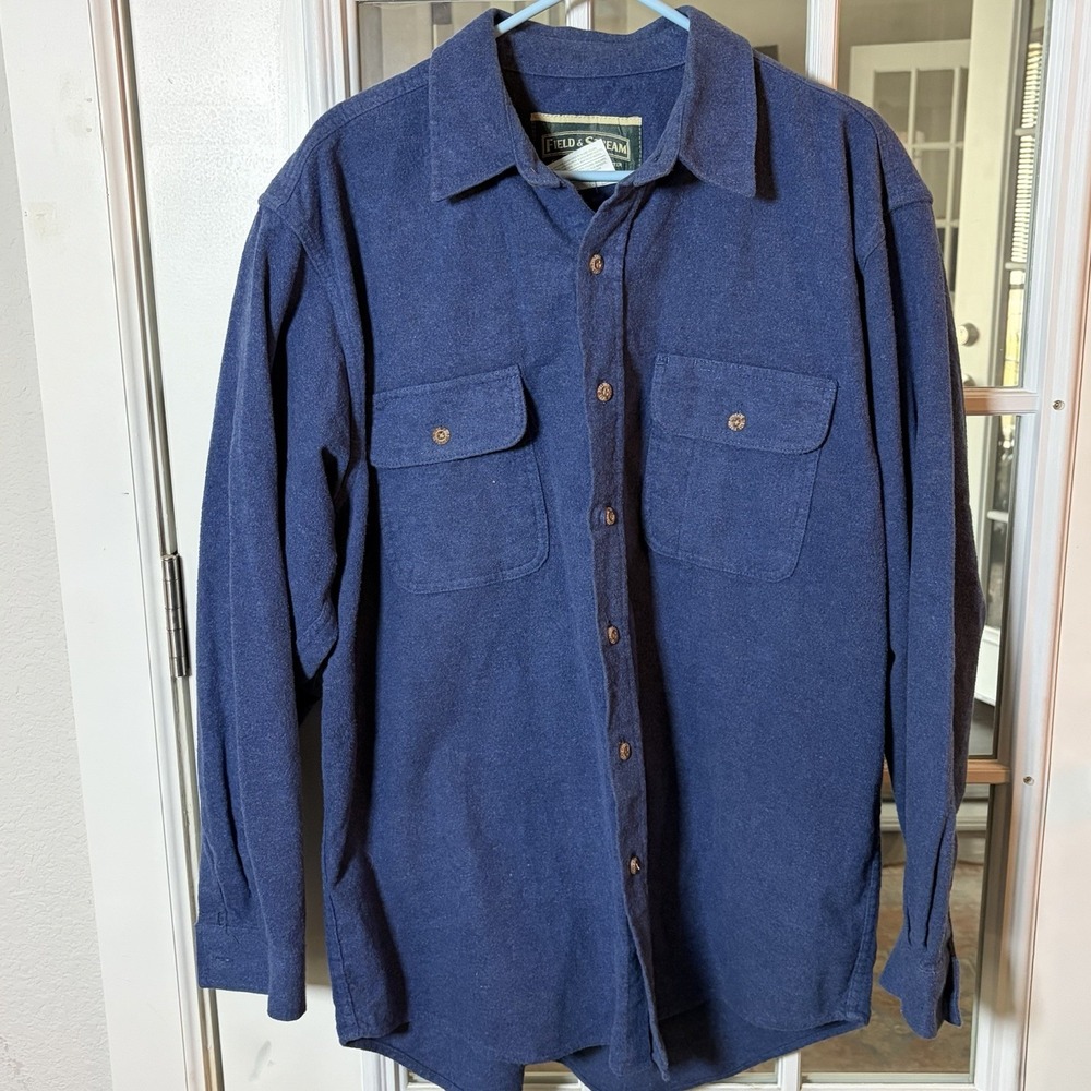 Field & Stream Men's XL Heavyweight Chamois Shirt Blue Cotton Soft